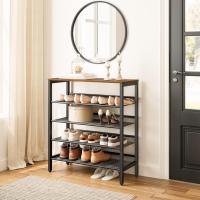 Zapatero, Zapatero de 6 Niveles, Estantería para Zapatos, Estantes de Malla Ajustables, para Entrada, Pasillo, Dormitorio, Estructura Metálica, Marrón Rústico y Negro - details 27