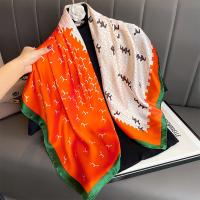 Bufanda cuadrada de seda con estampado de moda de 90CM para mujer, diadema de diseño, pañuelo para mujer, Hijab, chal, Foulard Echarpe para la cabeza - details 3