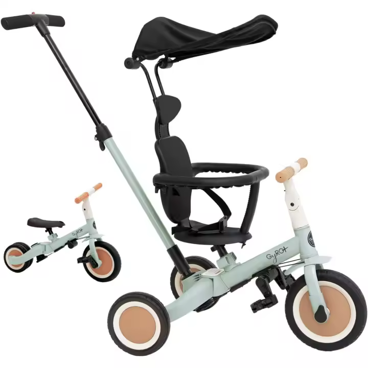 Triciclo Evolutivo de Bebé 5 en 1 GYRO+ - Bicicleta Niños Desde 1 Año hasta 5 años - De Triciclo a Bicicleta con o sin Pedales - Adaptable y transformable (Gyro+, Verde) - 1