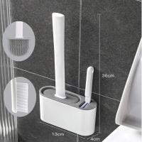 Cepillo de baño de silicona con caja de soporte, juego de soporte TPR montado en la pared, artefacto para el hogar, accesorios de herramientas de limpieza diaria para baño - details 0