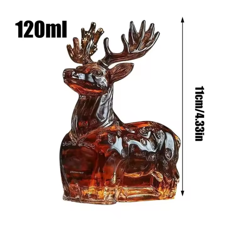 Vaso de whisky 120ml novedad, elefante, ciervo, cabeza de lobo, búho, estatua de animal, botella, divertido regalo de decoración del hogar - 1