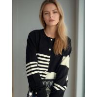 Suéter de punto con cuello redondo para mujer, a rayas de moda, ropa de abrigo para el trabajo, 2024 - details 2