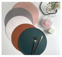 Posavasos circular de cuero PU individual, almohadilla aislante, mantel individual impermeable de doble cara para cocina y autoservicio - details 9