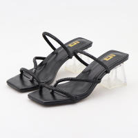 Pantuflas sencillas de tacón alto con tanga fina y diamantes de imitación - details 6