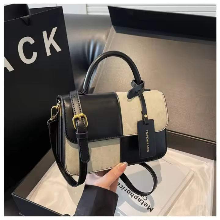 Nuevo bolso de mensajero versátil de hombro, bolso cuadrado pequeño portátil con costuras. - 1