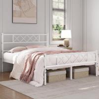 Cama Doble 140 x 200 cm con Espacio Almacenamiento Bajo Marco Metal Altura del Suelo 32 cm Blanco - details 2