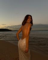 Camisola francesa con diamantes de imitación para chica picante, vestido de noche ligero de lujo de gama alta con cadera envuelta, vestido largo sin espalda para fiesta - details 15
