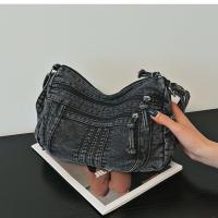 Bolso cruzado Retro vaquero de tela vaquera con cremallera de alta capacidad para mujer, bolso para axila, bolso de lona con correa ajustable, ropa informal - details 11