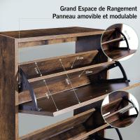 Mueble zapatero de 12 pares - Estantería de gran capacidad para vestíbulo o pasillo - (ancho) 60 x (profundidad) 24 x (alto) 80 cm - Madera clara blanca - details 142