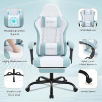 Silla de Juego Ergonómica Oficina con Soporte Lumbar Masaje y Reposapiés Extraible - details 13