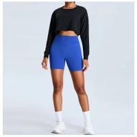 Top deportivo de manga larga corta para mujer, ropa deportiva holgada informal con cuello redondo y cintura alta para Yoga - details 8