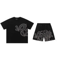 Conjunto de camiseta holgada de manga corta y pantalones cortos con estampado de espuma estilo hip-hop callejero. - details 4
