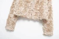 Chaqueta Elegante de Moda para Mujer Otoño 2024 Manga Larga Estilo Callejero con Flor Texturada - details 3