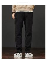 Pantalones rectos sueltos informales versátiles de lana de invierno de pana de gran tamaño para hombre - details 0