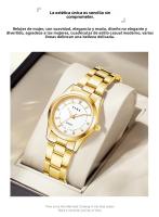Reloj para Mujer de Acero Inoxidable 2025 Diseño Nórdico Minimalista, Esfera Dorada Luminiscente, Movimiento MIYOTA Japonés, 3ATM Impermeable, Ideal para Ejecutivas y Regalos de Lujo - details 4
