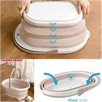 Cubo plegable portátil, lavabo sólido, lavabo multifuncional, cubo de plástico limpio para turismo al aire libre, 46 x 30,3 x 20,4 cm - details 1