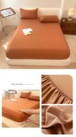 Bonenjoy-sábana ajustada de Color sólido para adultos y niños, ropa de cama elástica, agradable para la piel, funda de cama para el hogar, sin funda de almohada - details 3
