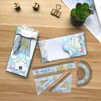 4 unids/set lindo unicornio animal regla recta transportador estudiantes matemáticas geometría reglas triangulares de plástico conjunto niños papelería regalo - details 5