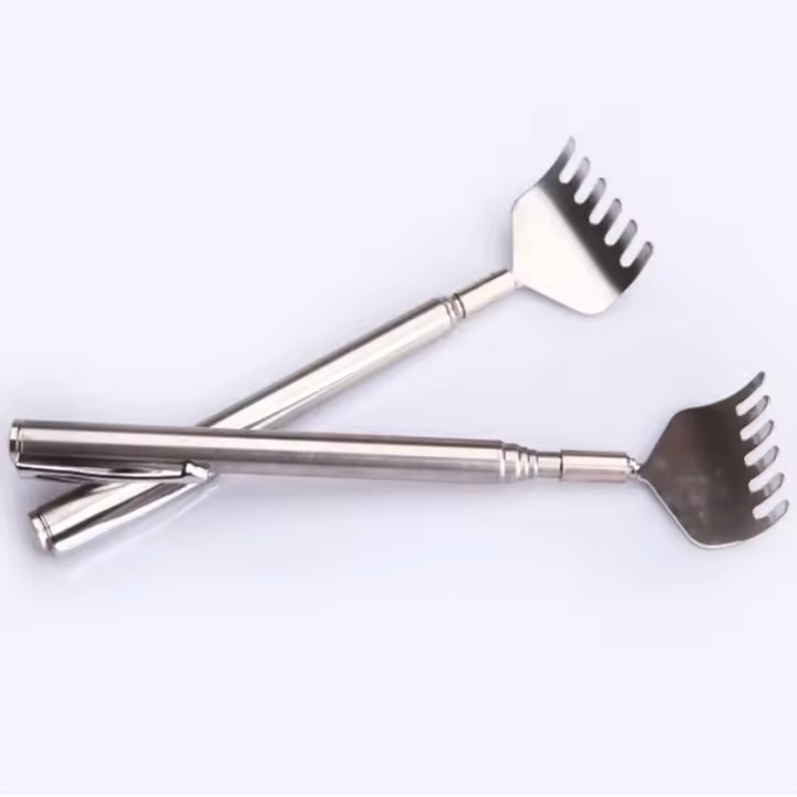 Kit de masaje para rascar el hogar, herramientas de Clip para rascar espalda extensibles telescópicas portátiles de acero inoxidable - 1
