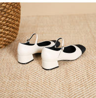 Zapatos de tacón grueso con boca baja y punta cuadrada Xiaoxiangfeng - details 22