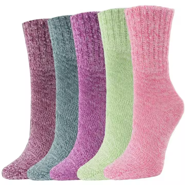 Calcetines de lana gruesa para mujer, medias de algodón con patrón Vintage, Multicolor, 5 pares - 1