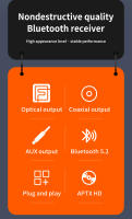 Receptor de Audio Qualcomm APTX-HD con Bluetooth 5,2, Hifi sonido estéreo con calidad de CD, 3,5mm, AUX Coaxial, adaptador inalámbrico de fibra óptica - details 1