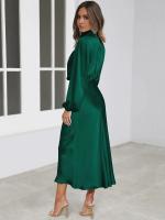 Primavera Verano nuevo vestido de manga larga de satén de gama alta vestido de noche elegante para mujer ropa de fiesta vestidos de celebridades - details 10