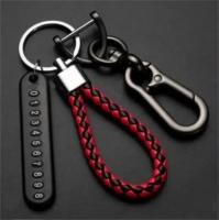 Llavero de Coche de Cuero con Cuerda de Tirantes Accesorio de Llavero de Vehículo Automotriz con Número de Teléfono Regalo Ideal para el Marido - details 12