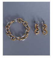 Pendientes Maple Leaf Lord Conjunto de pulsera de acero inoxidable en oro y plata, regalo de aniversario - details 5