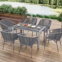 Mesa de comedor para exteriores para 6 personas, rectangular, de metal de aluminio, resistente a todo tipo de clima, mesa de patio con listones de 110x70x73 cm para terraza, patio trasero, césped y jardín - details 15