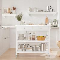 FKW47-W Carrito de Servir Carrito Auxiliar Cocina estantería de Cocina Carrito de Cocina móvil 100 x 92 x 45 cm Blanco ES - details 1