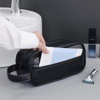 Bolsa de lavado de cuero portátil con múltiples bolsillos para hombre, bolsa con cierre, bolsa de almacenamiento de cosméticos de mano, bolsa de maquillaje impermeable de gran capacidad para hombre - details 9