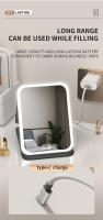 LZ1217 Espejo de Maquillaje de Cuero Sintético LED Plegable con 3 Colores de Luz, Espejo de Baño Recargable Tipo-C, Espejo de Belleza (Pequeño) - details 8