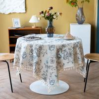 Mantel Vintage de lino y algodón, cubierta de mesa redonda lavable rústica Floral Pastoral para decoración de granja, Picnic, decoración de mesa - details 9