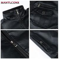 Chaqueta de Cuero con Cremallera para Hombres Estilo Motociclista Vintage para Otoño-Invierno - details 3