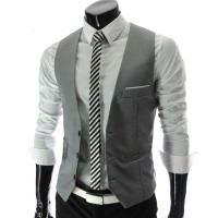 Chalecos para hombre con cuello en V, sin mangas, con botones y bolsillos, chaleco de traje a la moda. - details 8