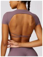 Camiseta de Yoga de Corte Corto de Verano Top de Deportivo de Nylon para Mujeres - details 16