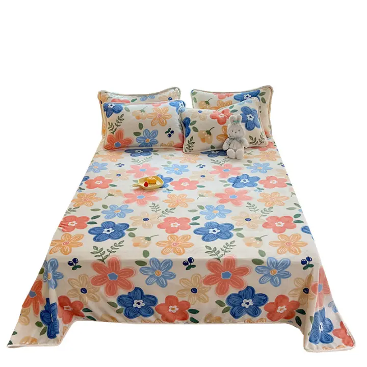 Sábana individual de terciopelo de leche, funda de almohada de tres piezas, aislamiento grueso antiestático para personas individuales y dobles, Clase A - 1