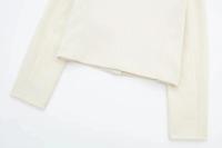 Chaqueta Corta Elegante para Mujer 2024 Cuello Redondo Manga Larga Abrigo con Bolsillo de Volteo Casual de Moda para Mujeres - details 9
