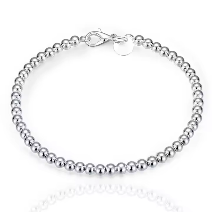 Pulsera lisa de , brazalete con cuentas de 4MM, joyería de moda - 1