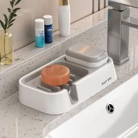 Jabonera de montaje en pared, caja de jabón de agua autodrenante con ahorro de espacio, contenedor de cepillo, soporte de jabón sin taladro para Baño - details 9