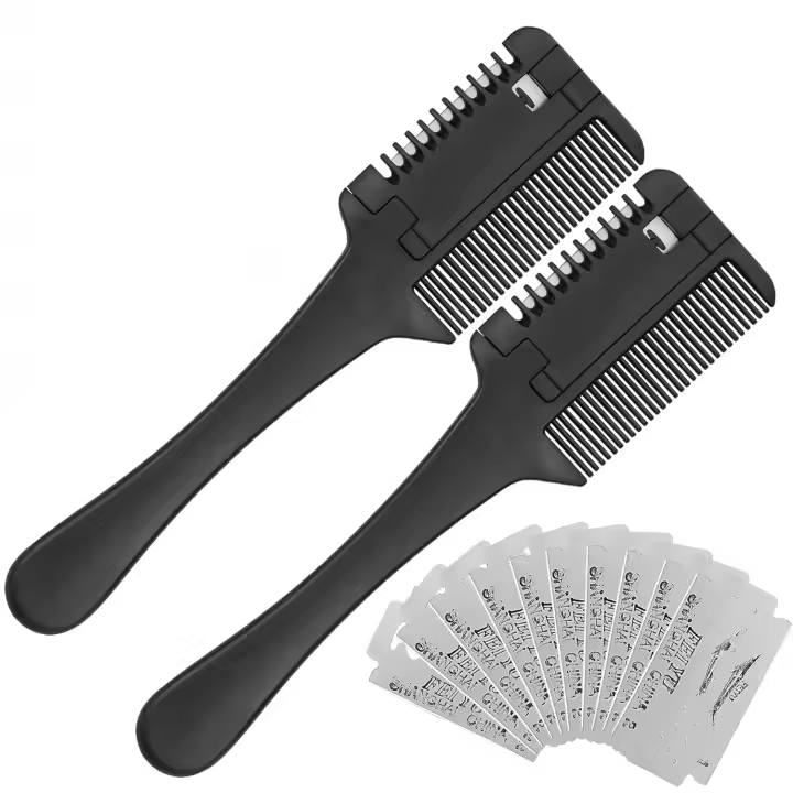 Cortador de Pelo de Doble Cara para el Hogar, Navaja de Acero Inoxidable, 2 piezas, 10 Cuchillas - 1