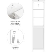 Mueble Auxiliar de Baño 40x32x160cm Armario Baño y Estrecho con 3 Estantes Abiertos Estanteria Estrecha Blanco - details 7
