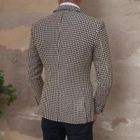 Traje de Blazer a Cuadros Houndstooth Chaqueta de Traje Casual de Ajuste Delgado para Hombres - details 1