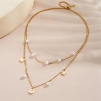 Collar de perlas de oro para mujer, collares de perlas chapados en oro de 18 quilates para mujer, perla en capas-1 - details 2