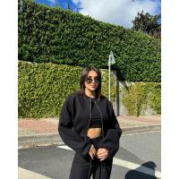 BUNO-Chaquetas Bomber rojas con cremallera para mujer, chaquetas recortadas suaves, chaqueta deportiva de manga larga para mujer, novedad en prendas de vestir exteriores 2025 - details 4