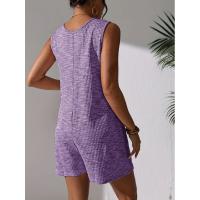 Moda de Primavera-Verano para Mujer 2025 Chaleco Sin Mangas a Rayas en Contraste Informal Pantalones Cortos de Mono Multicolor Opcional - details 6