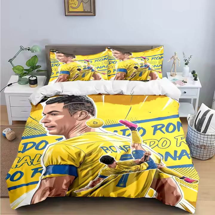 Juego de cama con estampado Digital de fútbol r-rondo, funda nórdica, edredón, regalo de cumpleaños para niños y niñas - 1