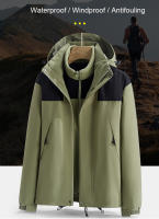 CHRLCK-Chaqueta gruesa 3 en 1 para hombre, cortavientos impermeable de lana para senderismo, chaqueta cálida para acampar al aire libre, abrigo a prueba de viento para invierno - details 0