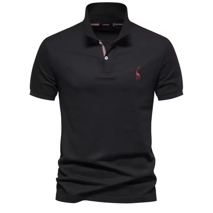 polos hombre manga corta ropa hombre día del padre Verano de alta calidad de algodón transfronterizo bordado de ciervos Polo camiseta de hombre Color sólido solapa Tops básicos de manga corta para hombres - 1
